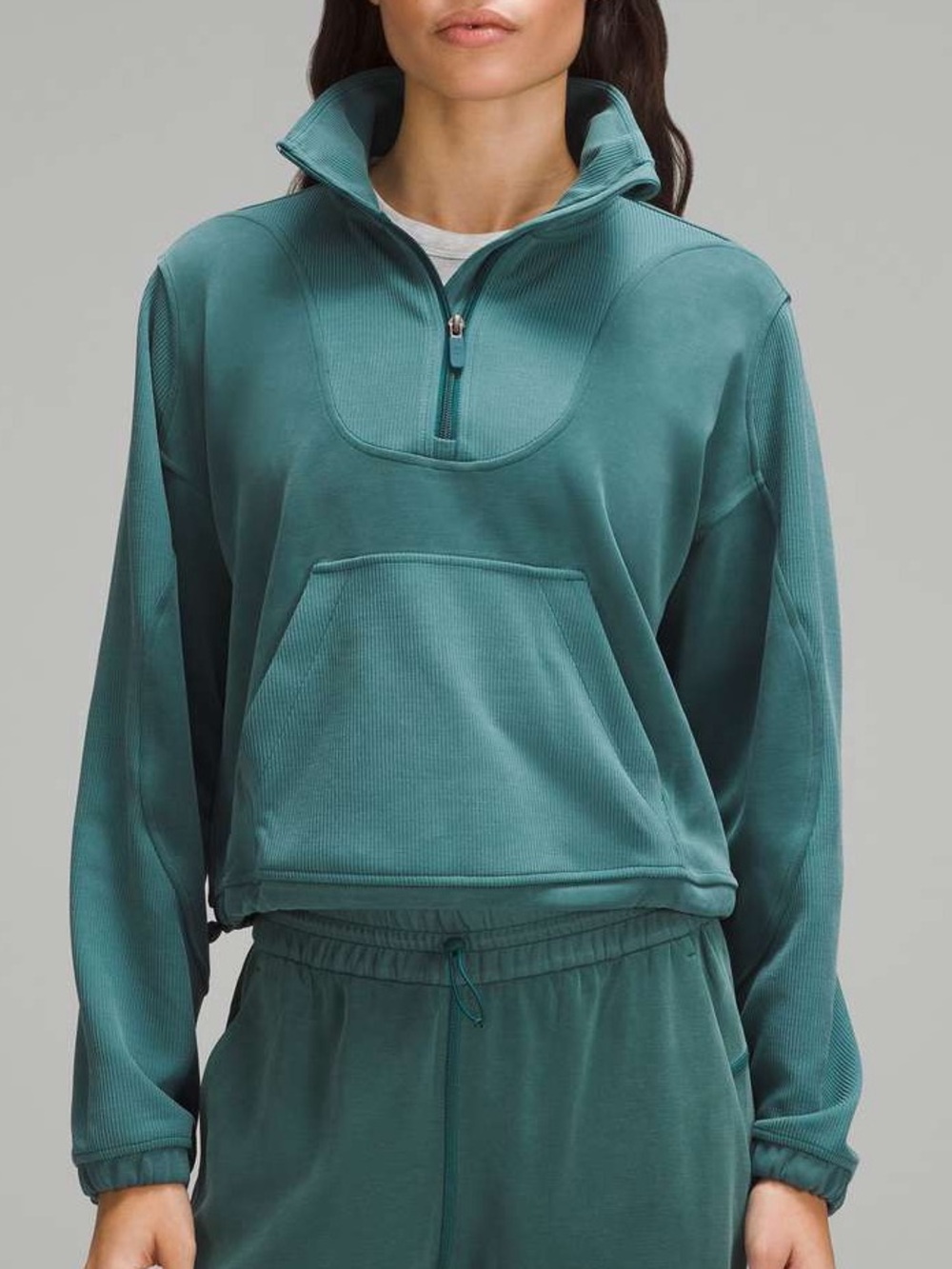 Lululemon Brushed Softstreme Ribbed Half Zip Sweater Teal